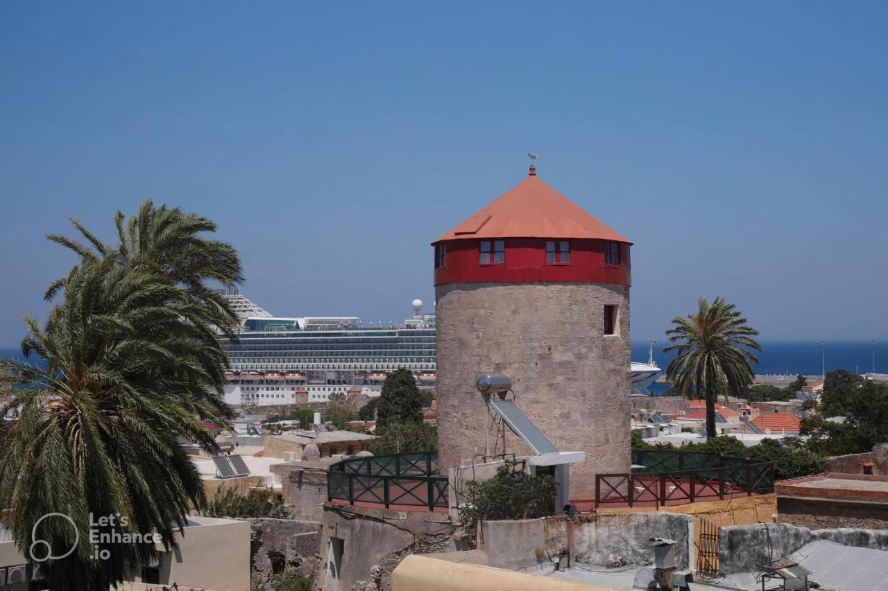A Medieval Windmill Tower With Magnificent View Rhodes City ภายนอก รูปภาพ